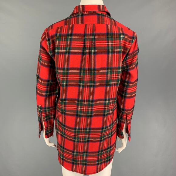 BURBERRY LONDON Size 10 Red Multi-Color Wool Plaid Button Up Shirt - Picture 3 of 5